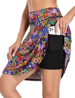 KORALHY Women's 20" Knee Length Skorts Skirts Tennis Athletic Golf Causal Skort with 4 Pockets