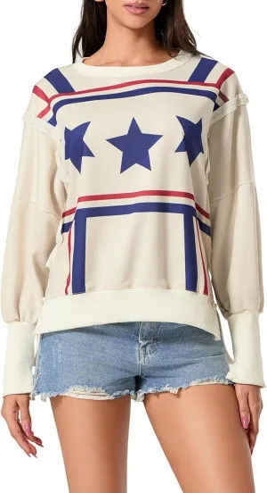 KOSUSANILL Womens Oversized Crewneck Sweatshirt Y2k Long Sleeve Pullovers Striped Retro Aesthetic Vintage Hoodie Sweater Tops