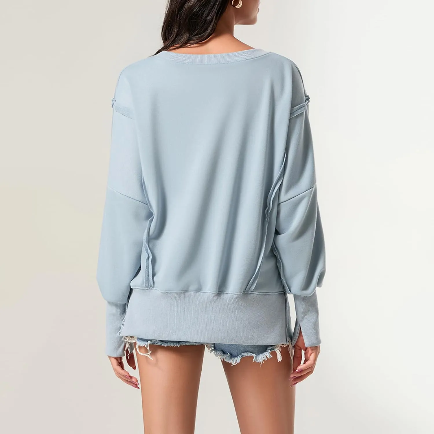 KOSUSANILL Womens Oversized Crewneck Sweatshirt Y2k Long Sleeve Pullovers Striped Retro Aesthetic Vintage Hoodie Sweater Tops
