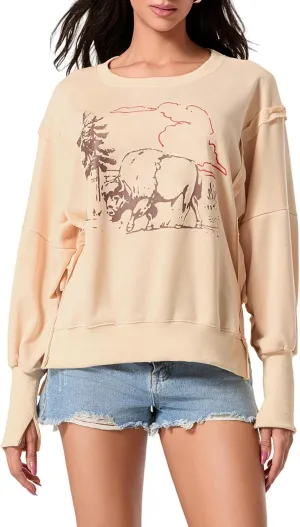 KOSUSANILL Womens Oversized Crewneck Sweatshirt Y2k Long Sleeve Pullovers Striped Retro Aesthetic Vintage Hoodie Sweater Tops