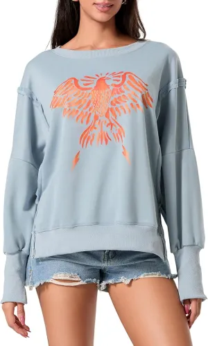KOSUSANILL Womens Oversized Crewneck Sweatshirt Y2k Long Sleeve Pullovers Striped Retro Aesthetic Vintage Hoodie Sweater Tops