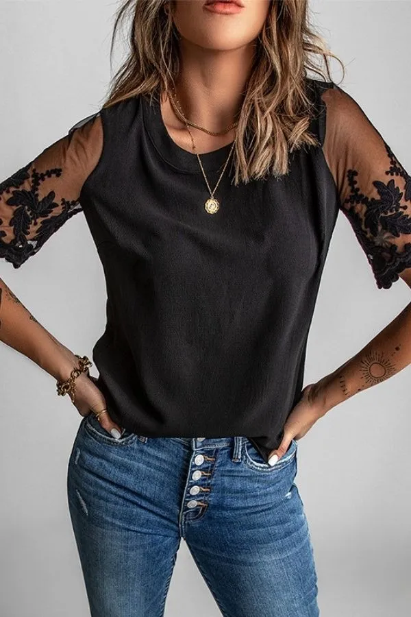 Lace Short Sleeve T-shirts