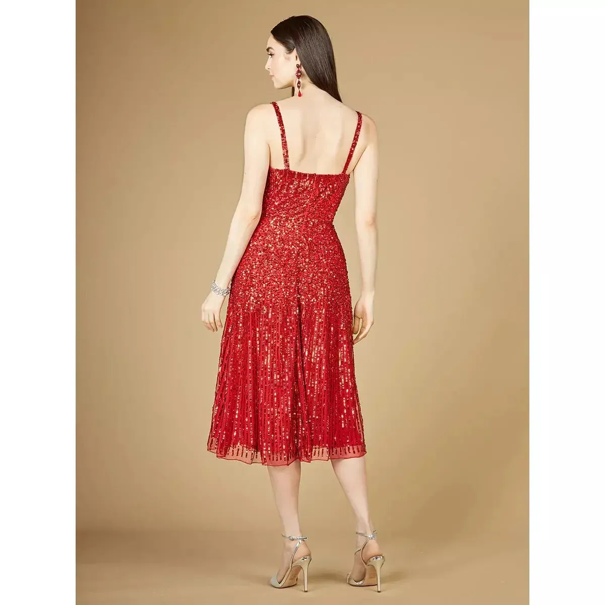 LARA 29347- FLOWING, SEQUIN MIDI DRESS