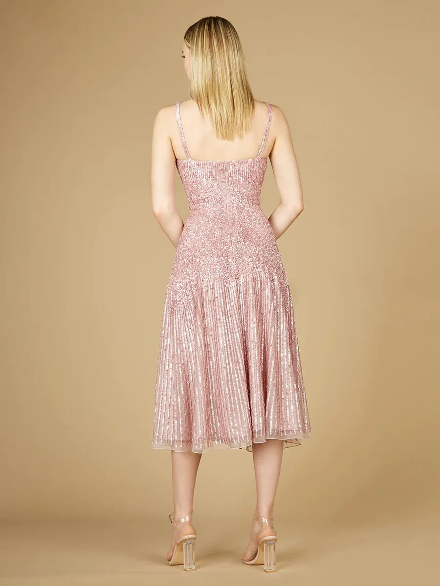 LARA 29347- FLOWING, SEQUIN MIDI DRESS