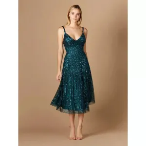LARA 29347- FLOWING, SEQUIN MIDI DRESS