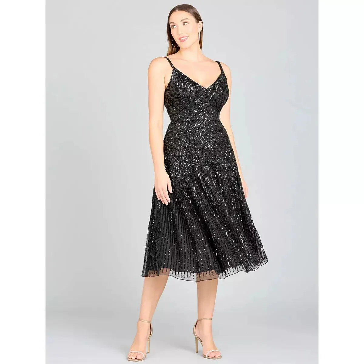 LARA 29347- FLOWING, SEQUIN MIDI DRESS