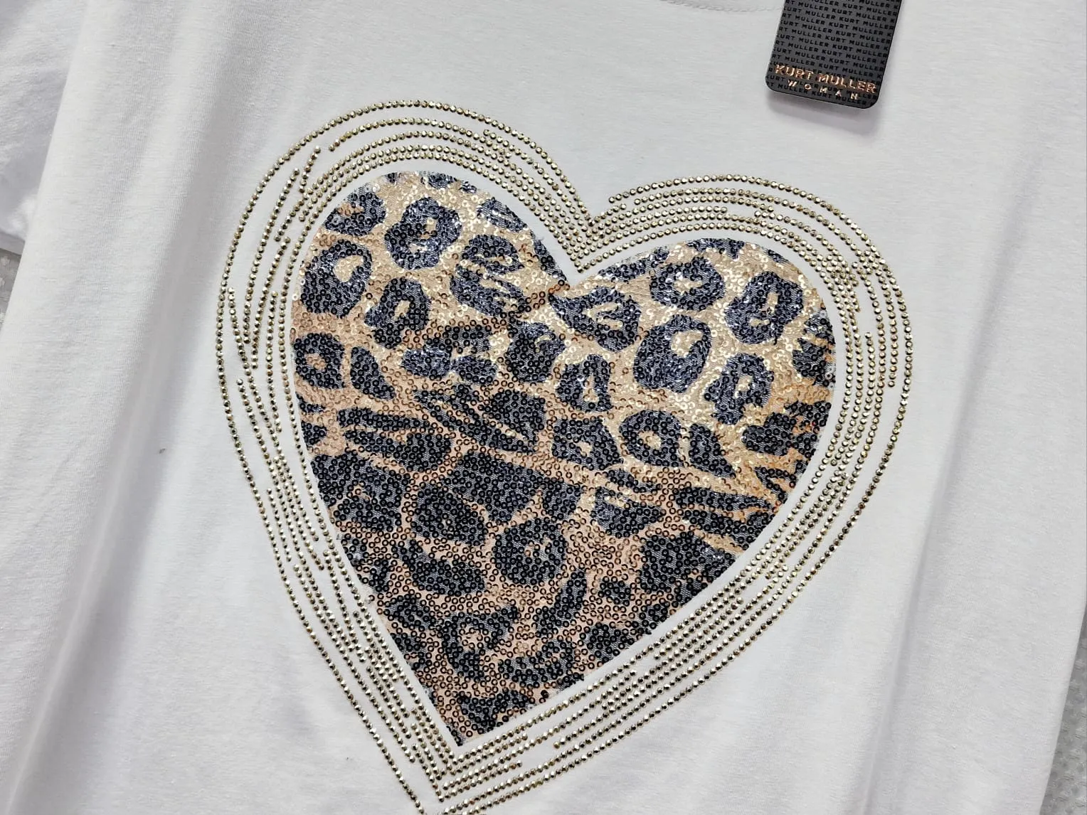 Leopard Stud Heart Cotton Italian T-Shirt