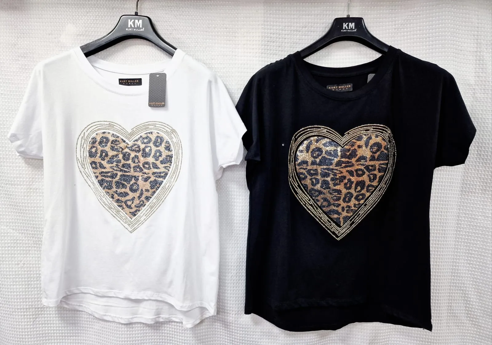 Leopard Stud Heart Cotton Italian T-Shirt