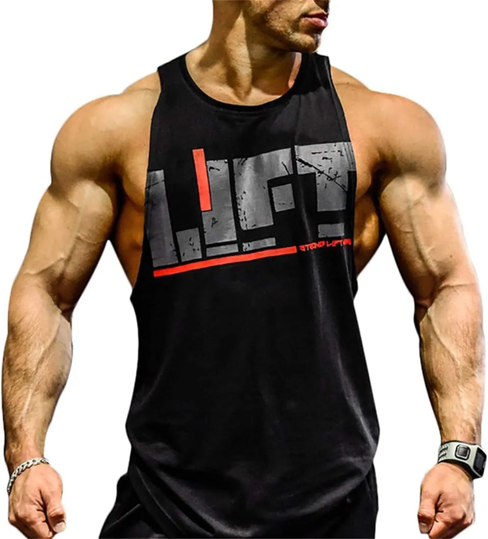 Lift Men's Bodybuilding Gym Tank Tops Workout Stringer Sleeveless Shirts Vest Cotton