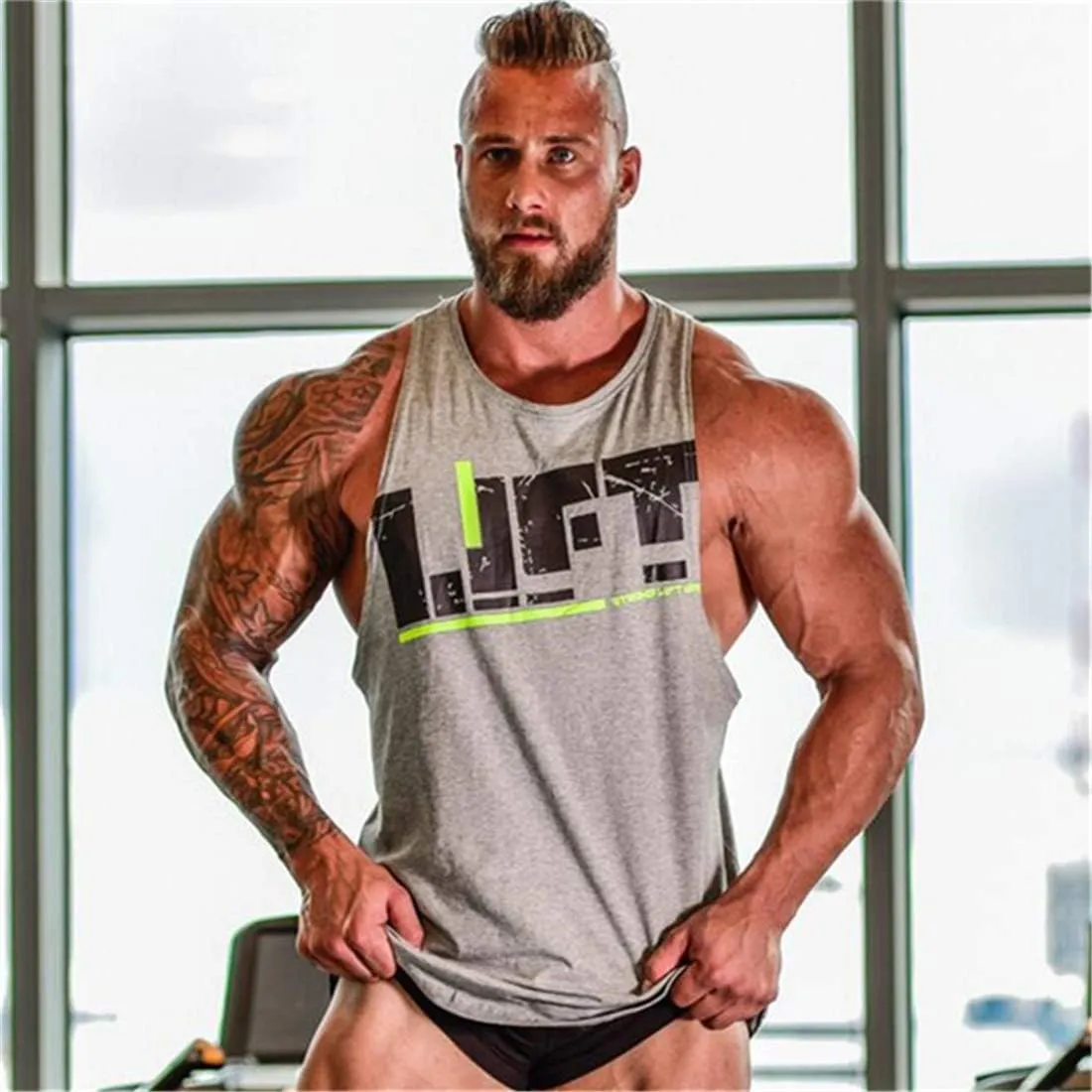 Lift Men's Bodybuilding Gym Tank Tops Workout Stringer Sleeveless Shirts Vest Cotton