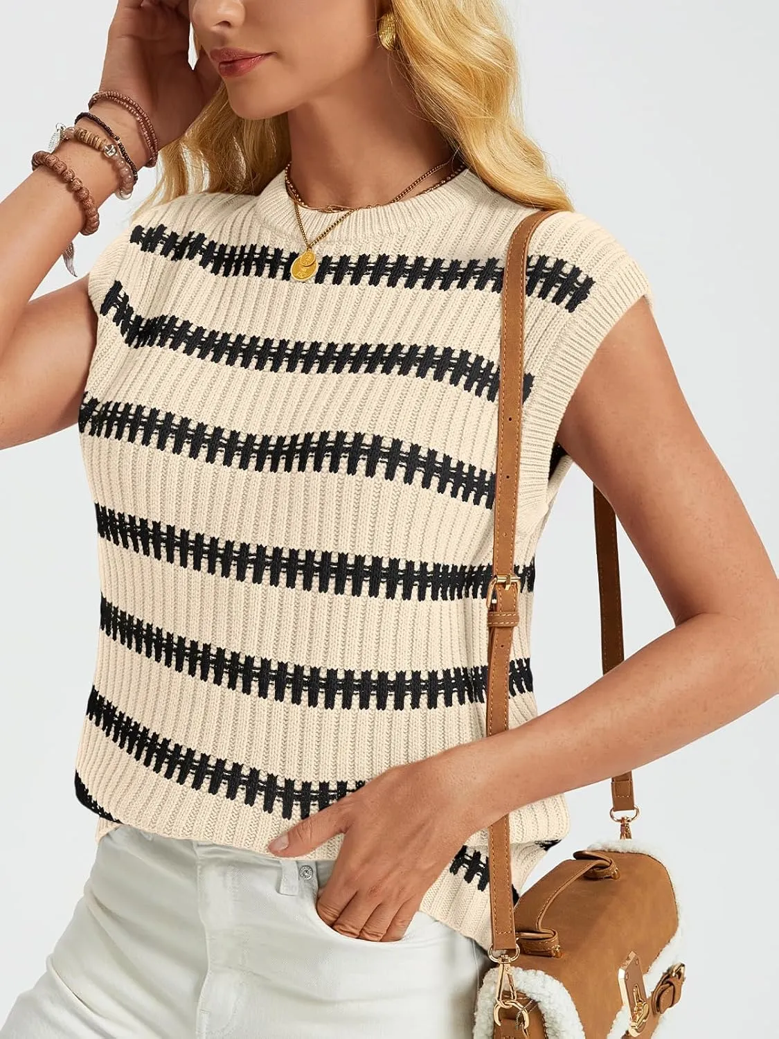 LILLUSORY Women's Summer Sweater Cap Sleeve Tops Sleeveless Tanks Knit Vest Spring Trendy Outfits 2025