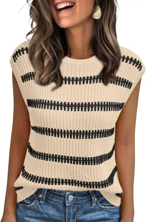 LILLUSORY Women's Summer Sweater Cap Sleeve Tops Sleeveless Tanks Knit Vest Spring Trendy Outfits 2025