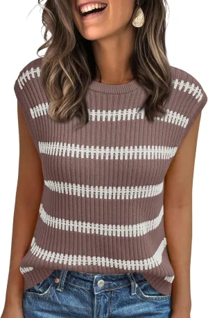 LILLUSORY Women's Summer Sweater Cap Sleeve Tops Sleeveless Tanks Knit Vest Spring Trendy Outfits 2025