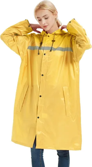 Long Women Rain Coats with Air Vents Waterproof Packable Rain Jacket Lightweight Raincoat Ponchos