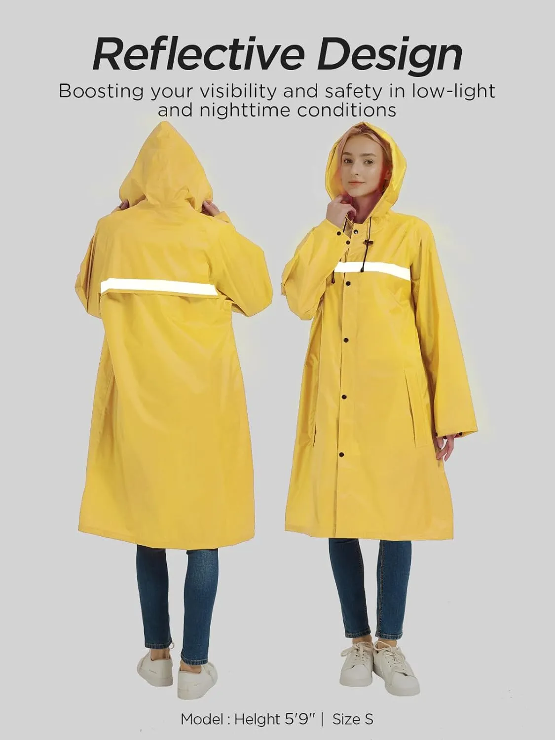 Long Women Rain Coats with Air Vents Waterproof Packable Rain Jacket Lightweight Raincoat Ponchos