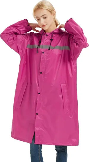Long Women Rain Coats with Air Vents Waterproof Packable Rain Jacket Lightweight Raincoat Ponchos