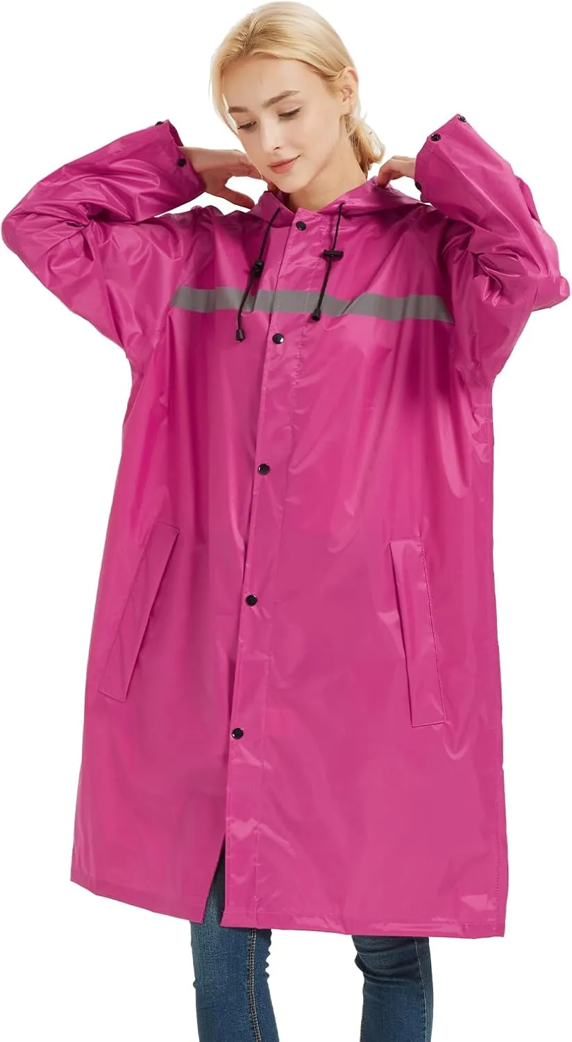 Long Women Rain Coats with Air Vents Waterproof Packable Rain Jacket Lightweight Raincoat Ponchos