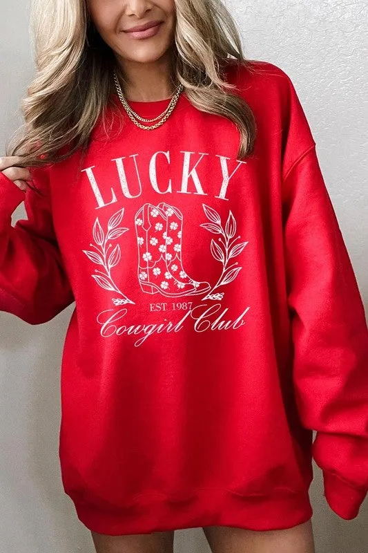 Lucky Cowgirl Boots  Graphic Plus Sweatshirt