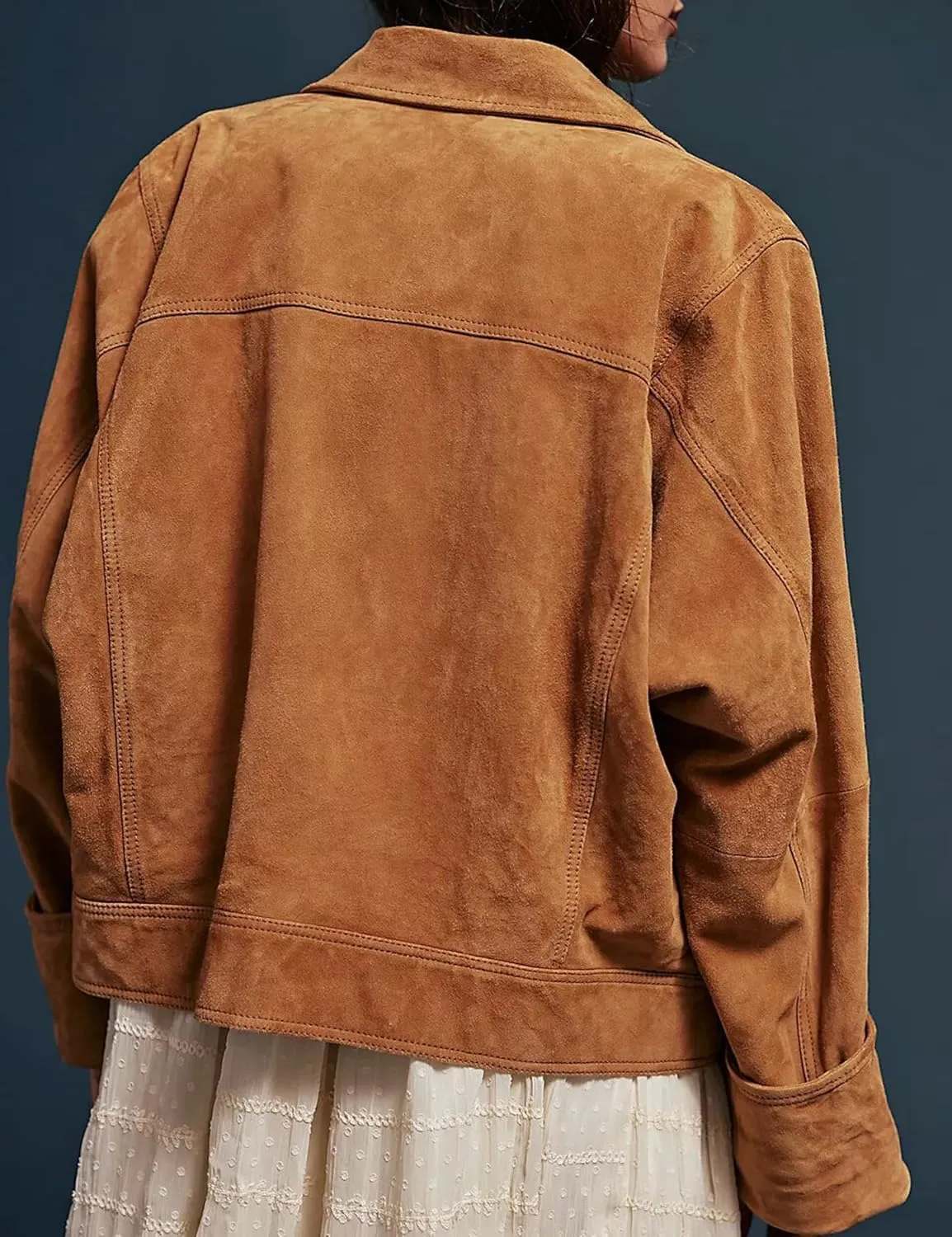 Lumister Faux Suede Jacket Women Casual Oversized Button Down Leather Bomber Jacket with Pocket Trendy 2025
