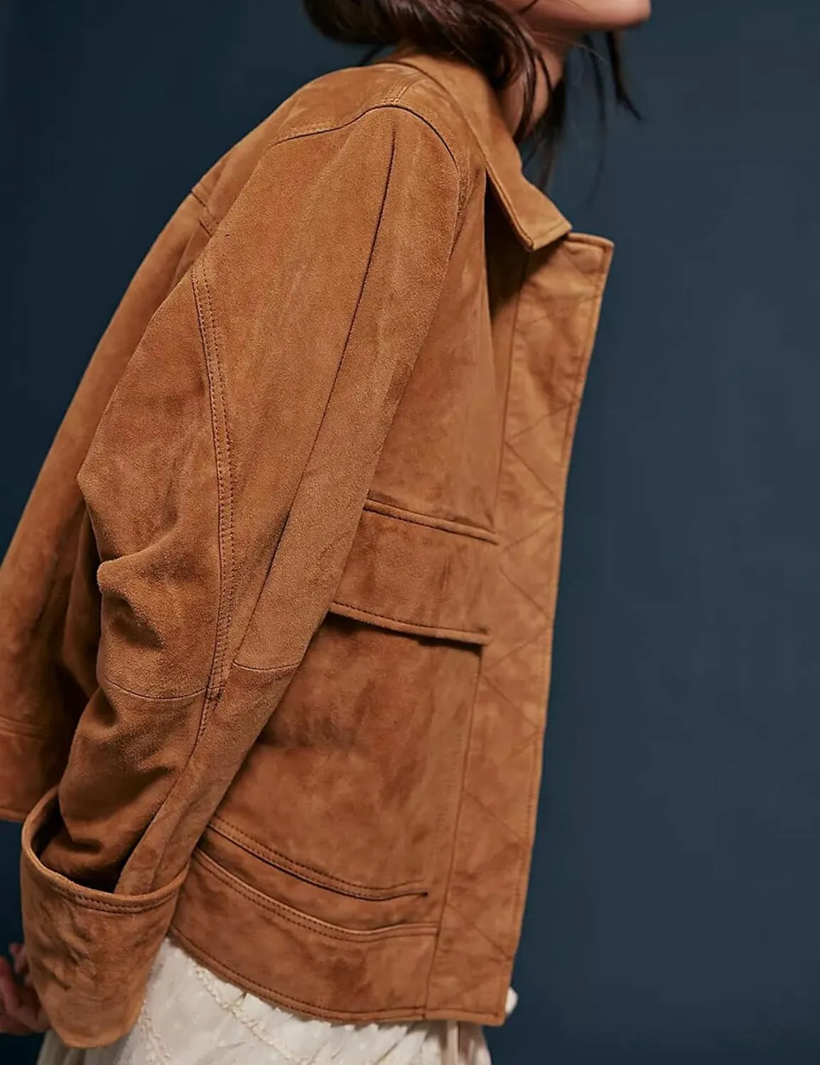 Lumister Faux Suede Jacket Women Casual Oversized Button Down Leather Bomber Jacket with Pocket Trendy 2025