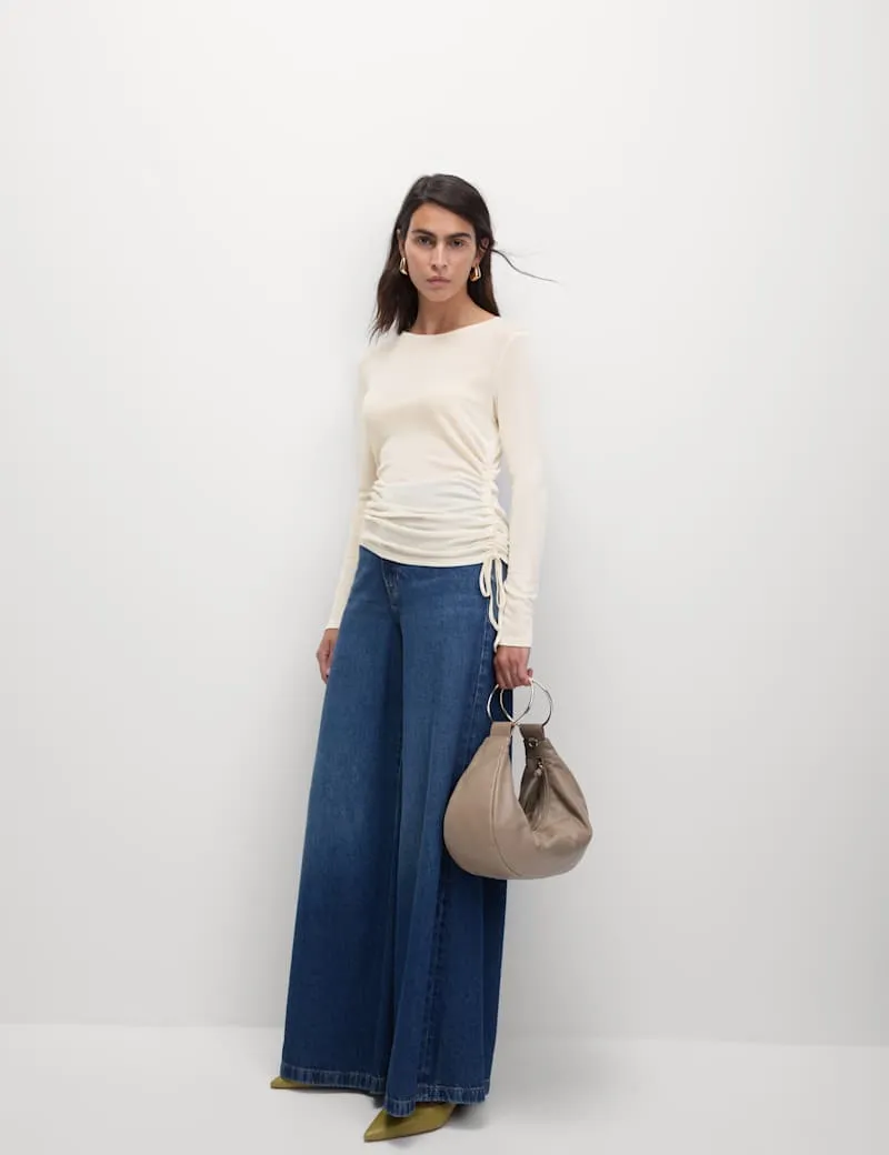 Lyocell Rich Ruched Top with Wool