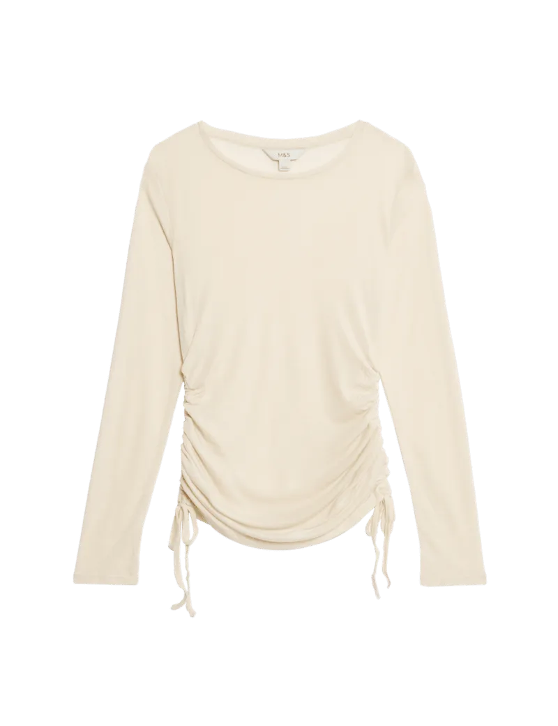 Lyocell Rich Ruched Top with Wool