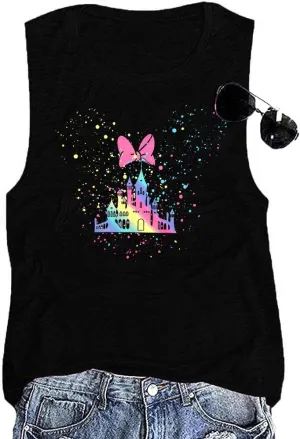 Magic Castle Tank Women Magic Kingdom Graphic Vest Summer Casual Vacation Sleeveless Tanks Tops