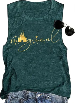 Magic Castle Tank Women Magic Kingdom Graphic Vest Summer Casual Vacation Sleeveless Tanks Tops