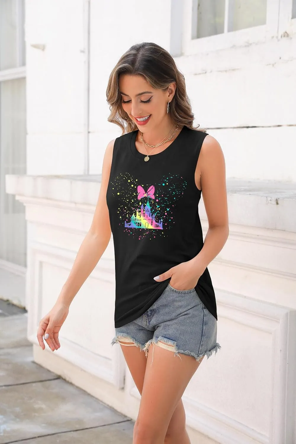 Magic Castle Tank Women Magic Kingdom Graphic Vest Summer Casual Vacation Sleeveless Tanks Tops