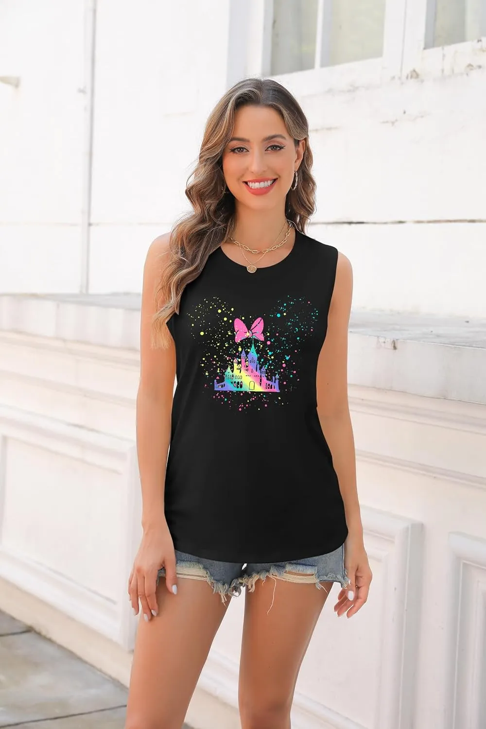 Magic Castle Tank Women Magic Kingdom Graphic Vest Summer Casual Vacation Sleeveless Tanks Tops