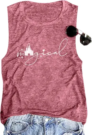 Magic Castle Tank Women Magic Kingdom Graphic Vest Summer Casual Vacation Sleeveless Tanks Tops