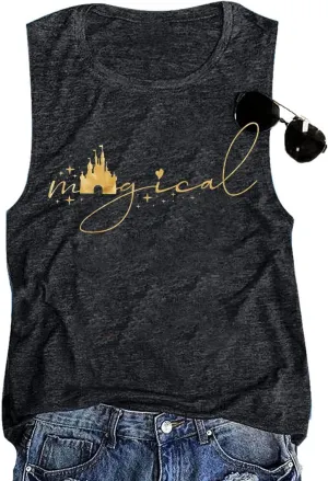 Magic Castle Tank Women Magic Kingdom Graphic Vest Summer Casual Vacation Sleeveless Tanks Tops