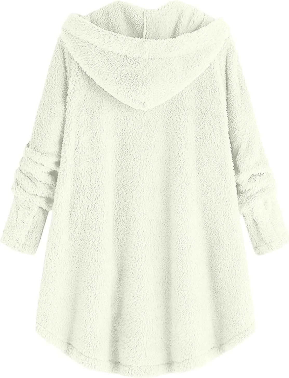 maisdgop Fleece Jacket Women Long Sleeve Sherpa Hooded Coats Winter Fall Warm Fuzzy Jackets Plus Size Button Plush Outerwear