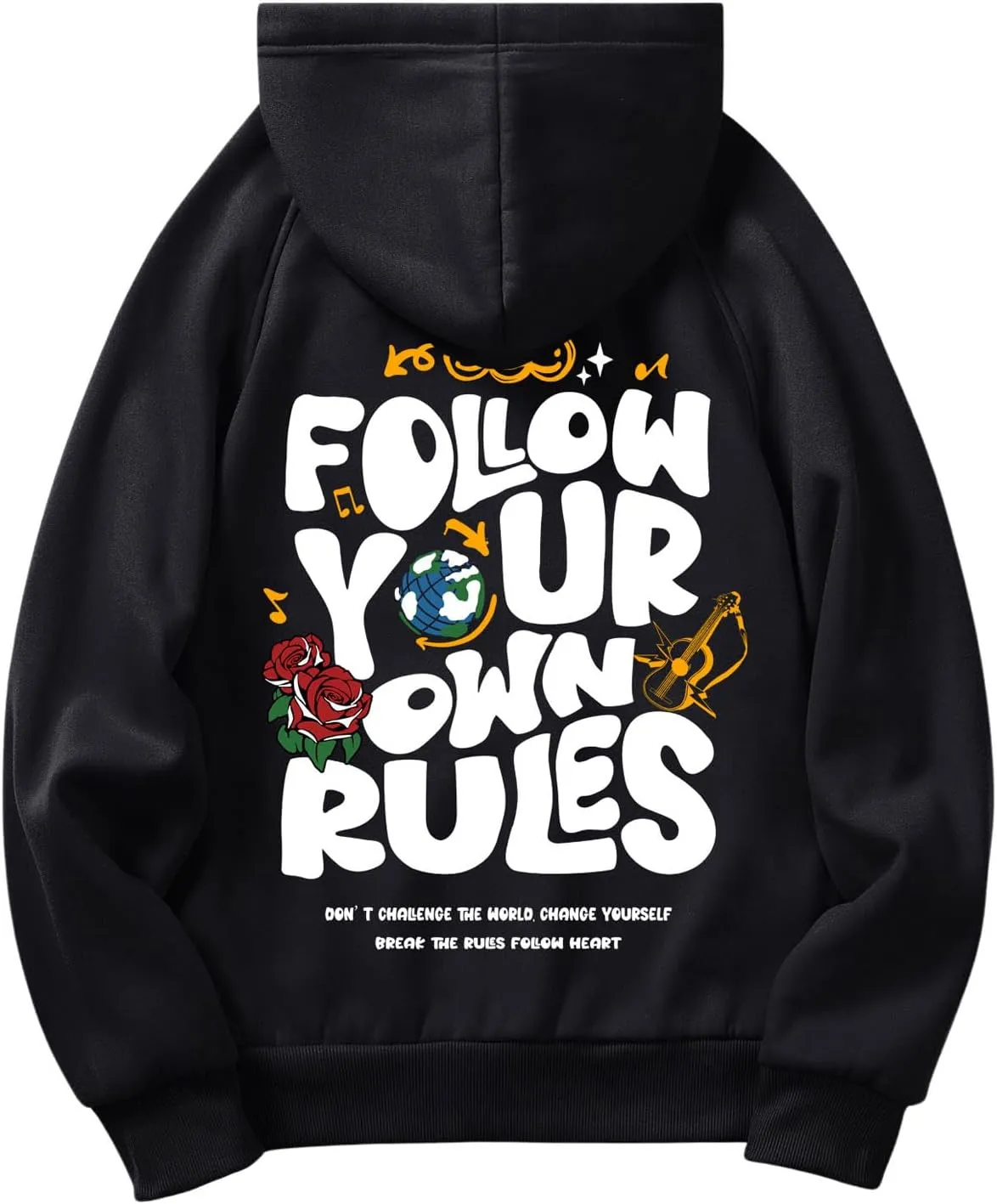 MakeMeChic Women's Graphic Print Sweatshirt Hoodie Drop Shoulder Long Sleeve Pullovers with Pocket