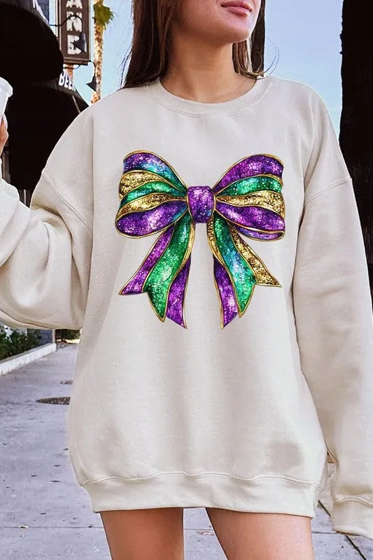 Mardi Gras Bow Graphic Plus Sweatshirt