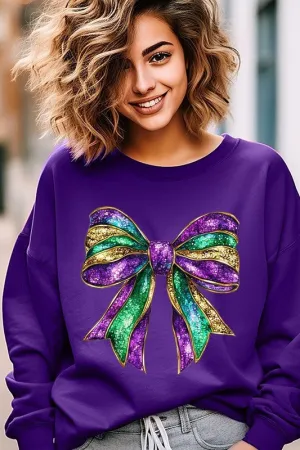 Mardi Gras Bow Graphic Plus Sweatshirt