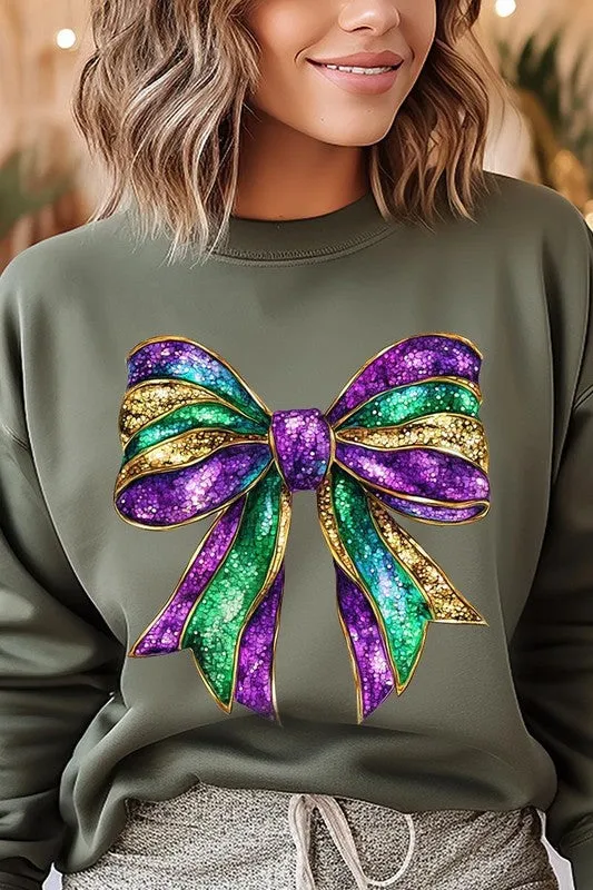 Mardi Gras Bow Graphic Plus Sweatshirt