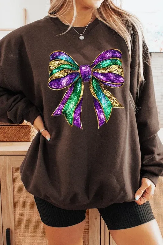 Mardi Gras Bow Graphic Plus Sweatshirt