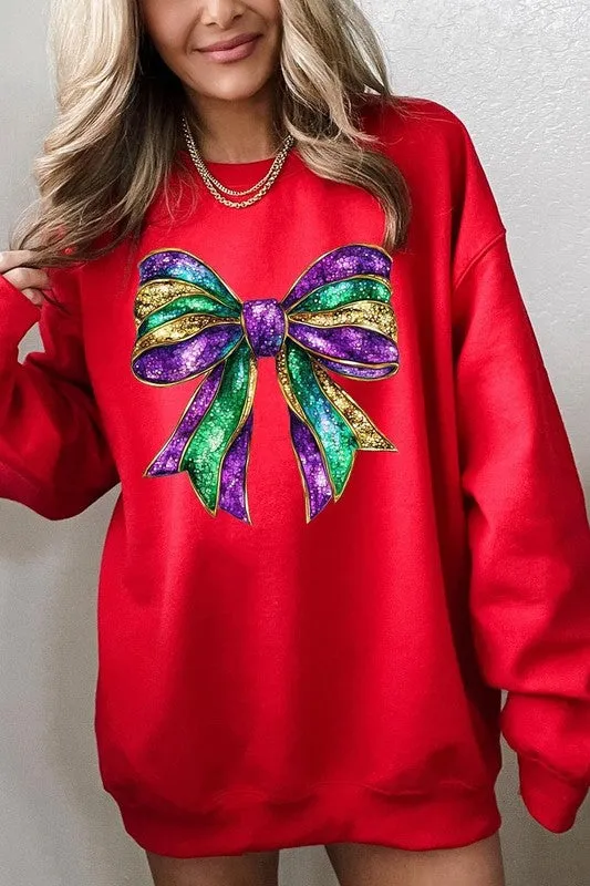 Mardi Gras Bow Graphic Plus Sweatshirt