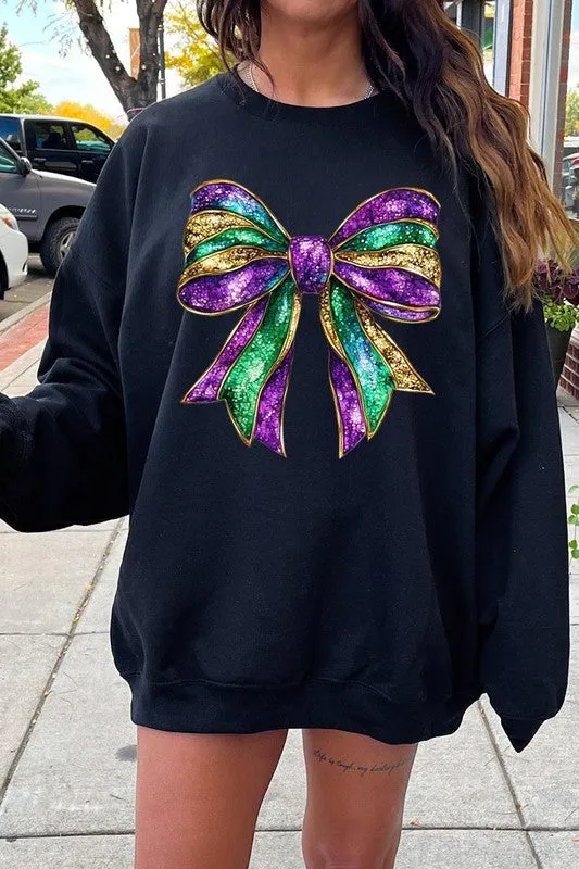 Mardi Gras Bow Graphic Plus Sweatshirt