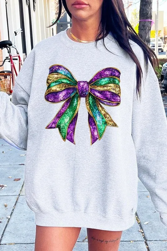 Mardi Gras Bow Graphic Plus Sweatshirt