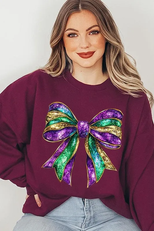 Mardi Gras Bow Graphic Plus Sweatshirt