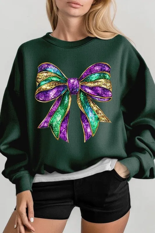 Mardi Gras Bow Graphic Plus Sweatshirt