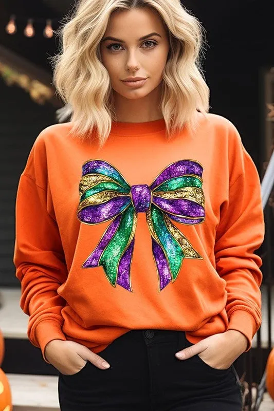 Mardi Gras Bow Graphic Plus Sweatshirt