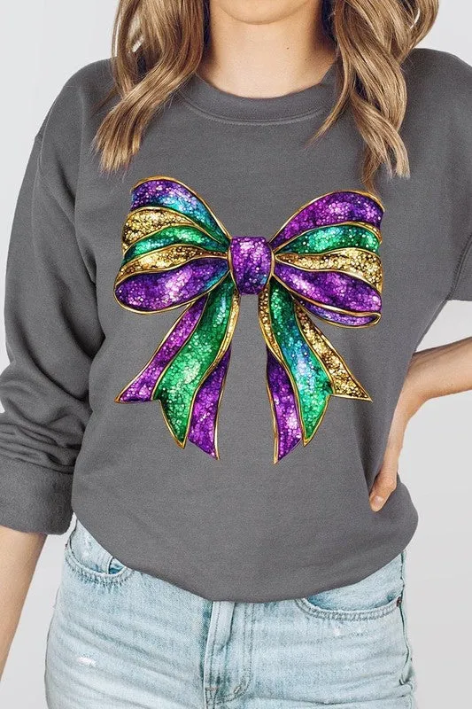 Mardi Gras Bow Graphic Plus Sweatshirt