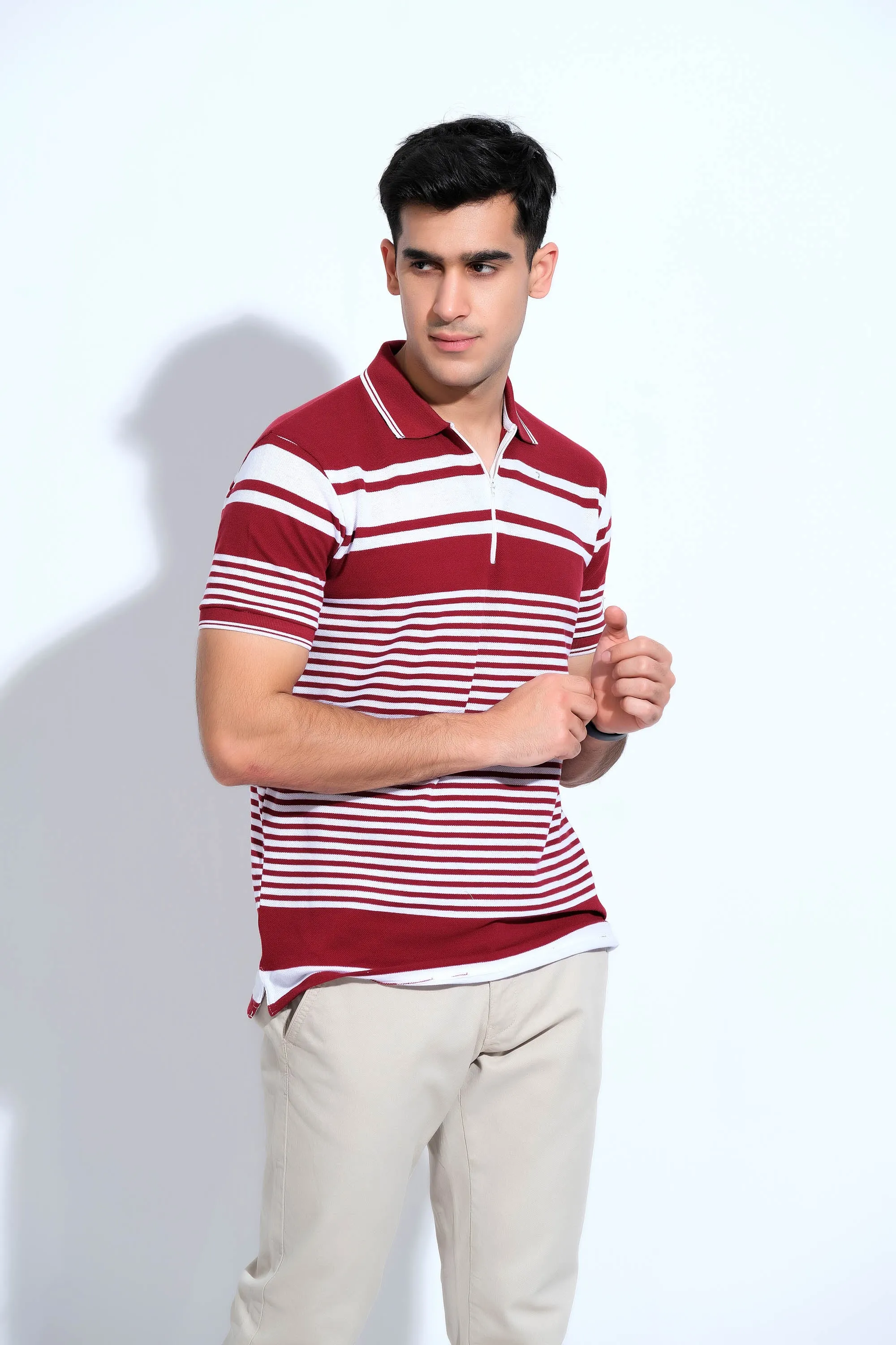 Maroon & White Gent's Polo Shirt