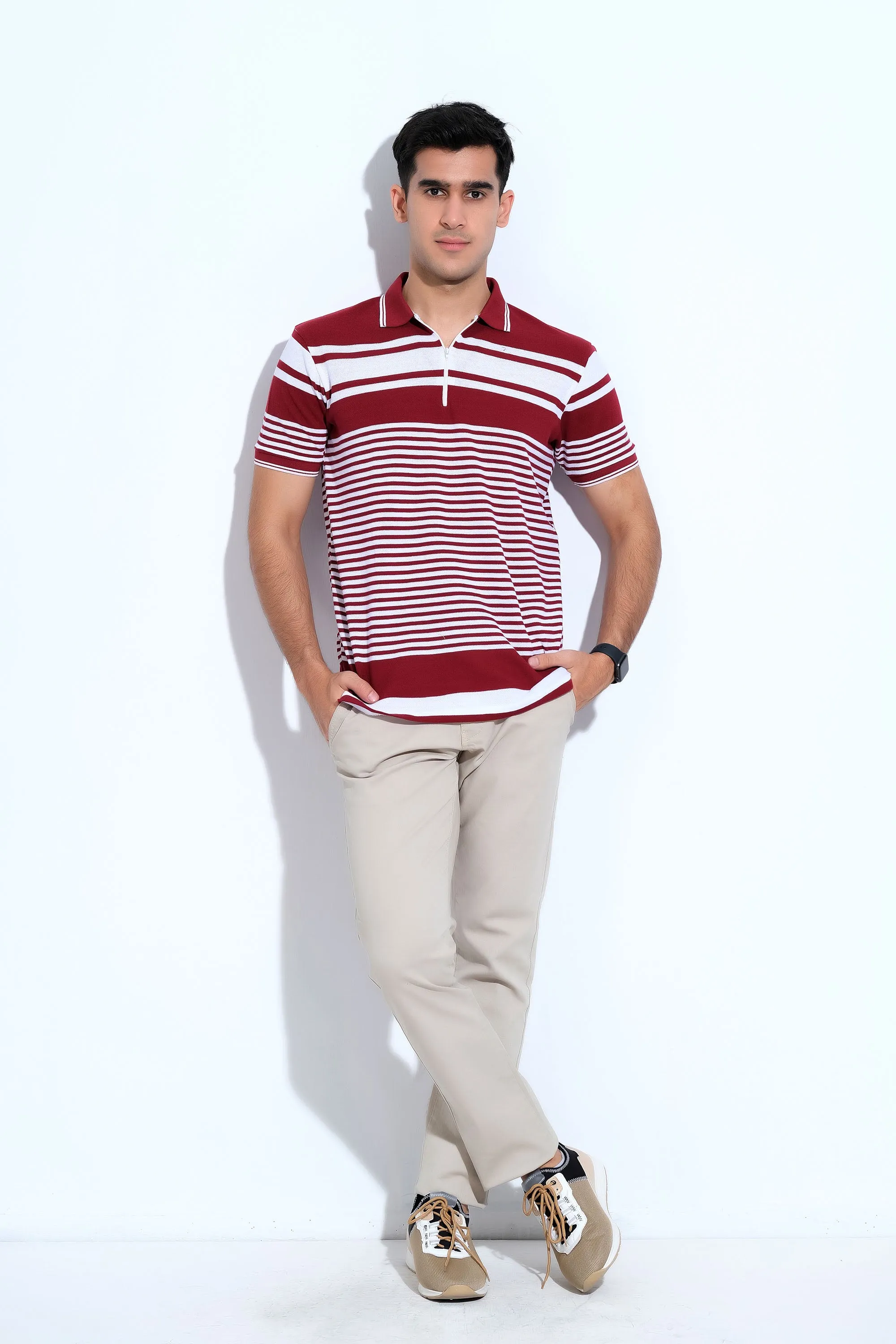 Maroon & White Gent's Polo Shirt