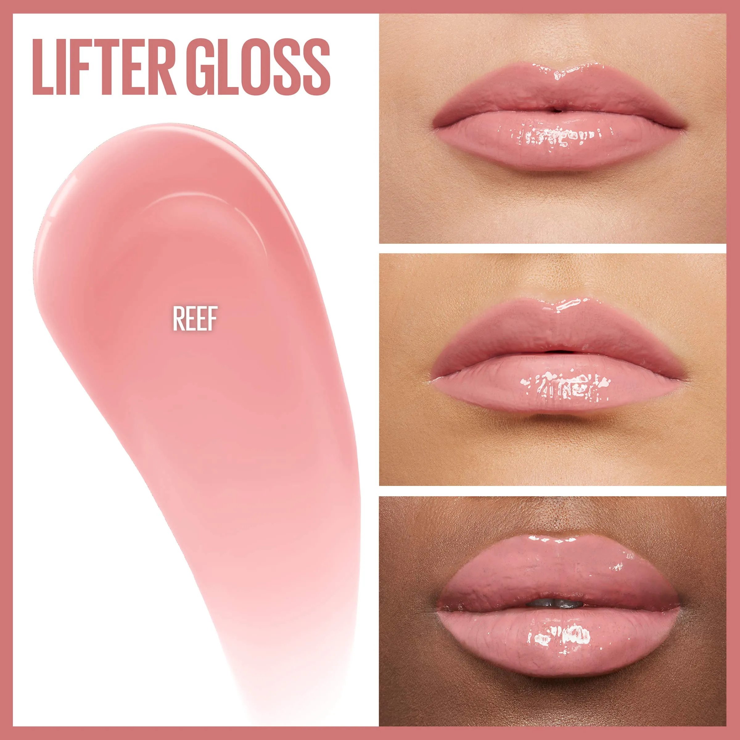 Maybelline New York Lifter Gloss Hydrating Lip Gloss with Hyaluronic Acid, Reef, 0.18 Ounce