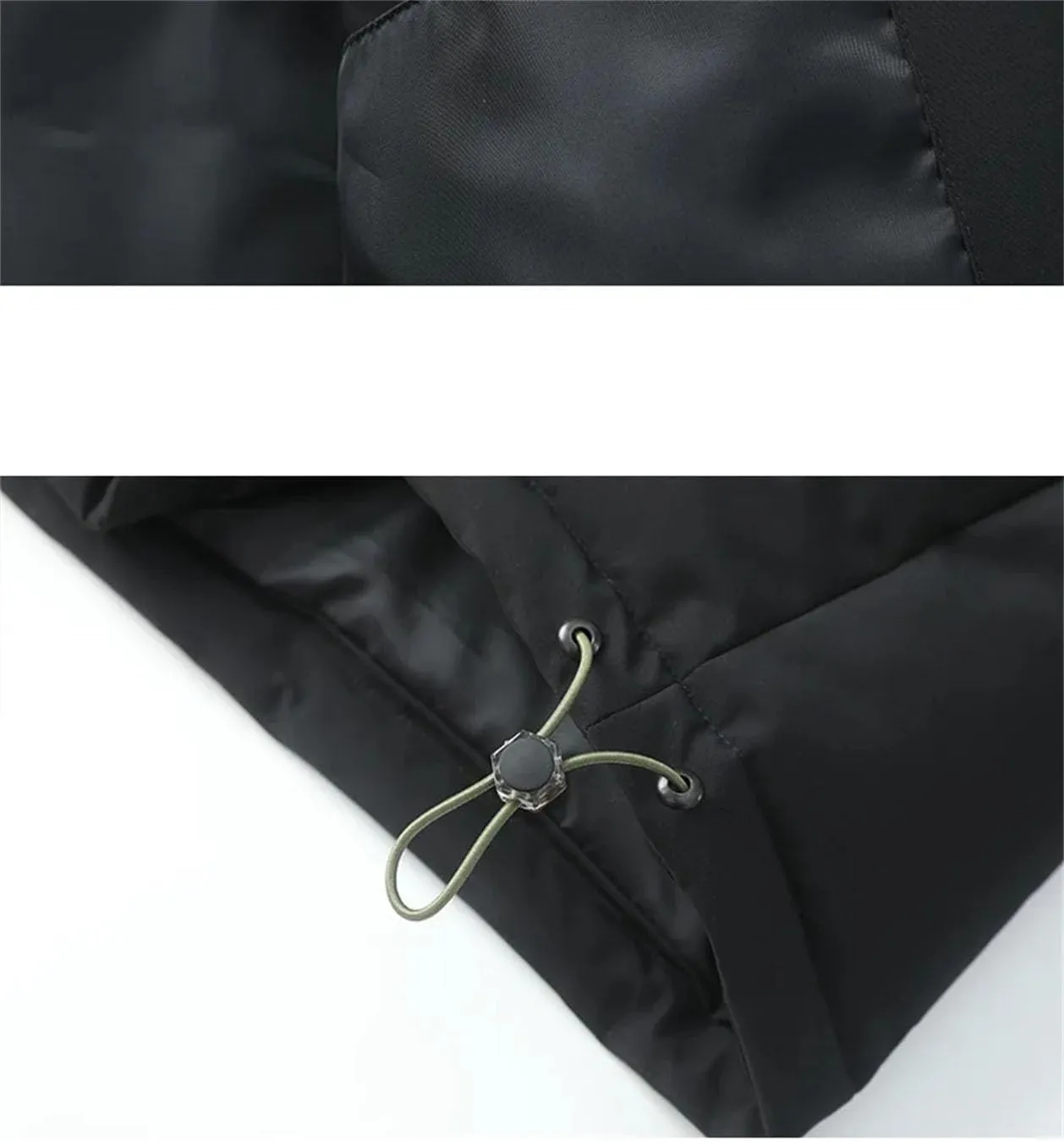 Men Solid Color Stand Collar Pockets Cotton-Padded Classic Thicken Oversized Zipper Parka Coat