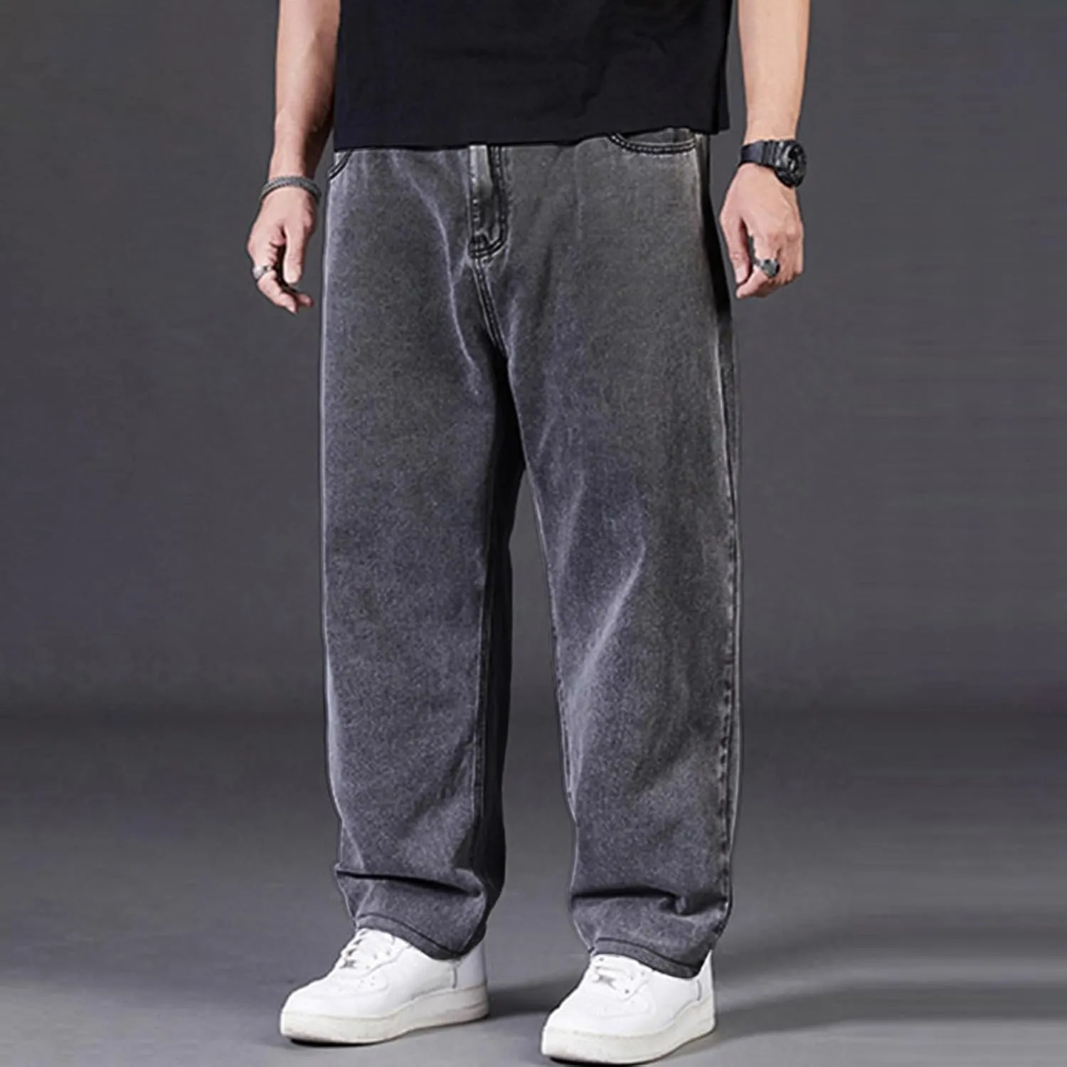Men's Baggy Cargo Denim Pants Streetwear Y2K Skateboard Jeans Casual Harajuku Straight Leg Loose Fit Jeans Trousers
